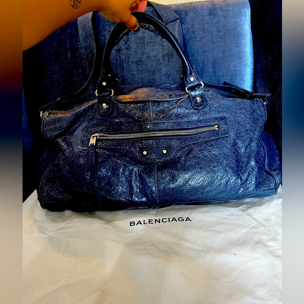 Balenciaga Giant Citi Weekender Duffle Navy Blue
